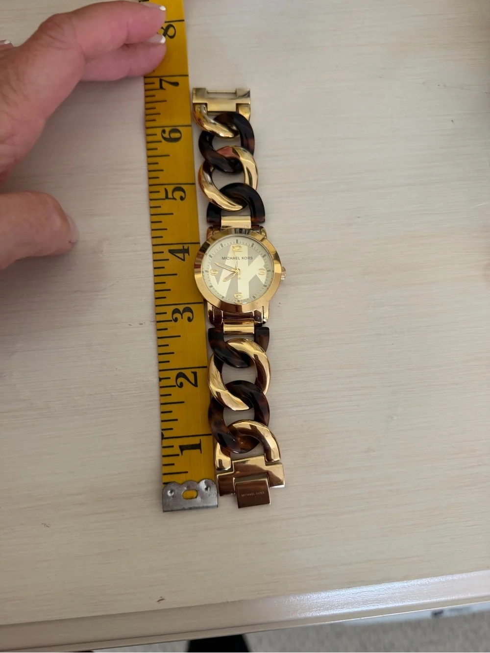 Michael Kors Gold and Tortoiseshell Link Bracelet Watch